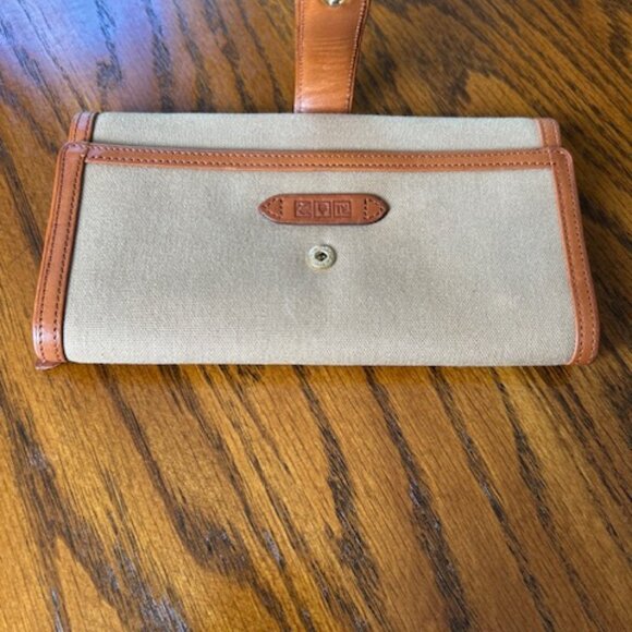 Vintage Ralph Lauren Canvas & Leather Tri-Fold Wallet – Snap Closure, Zip Pocket - Picture 2 of 5